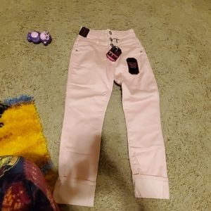 High waisted pink skinny jeans